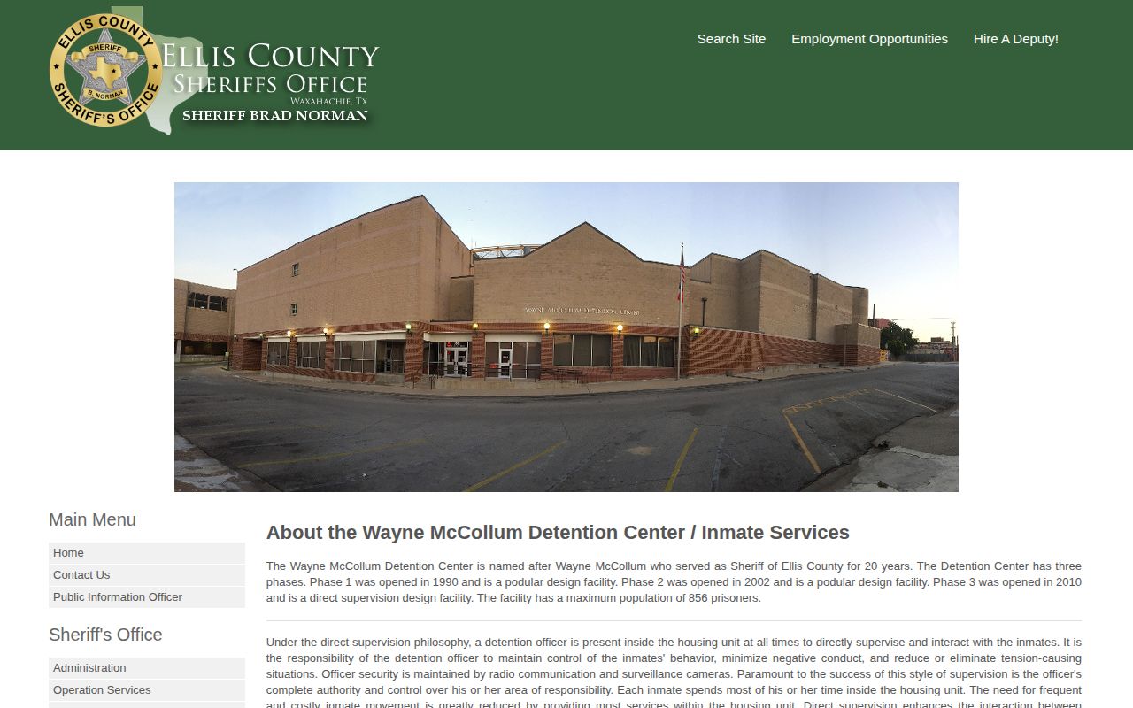 Ellis County Sheriff Wayne McCollum processing and release information